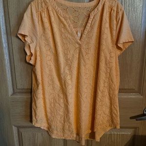 Orange eyelet lined cap sleeve